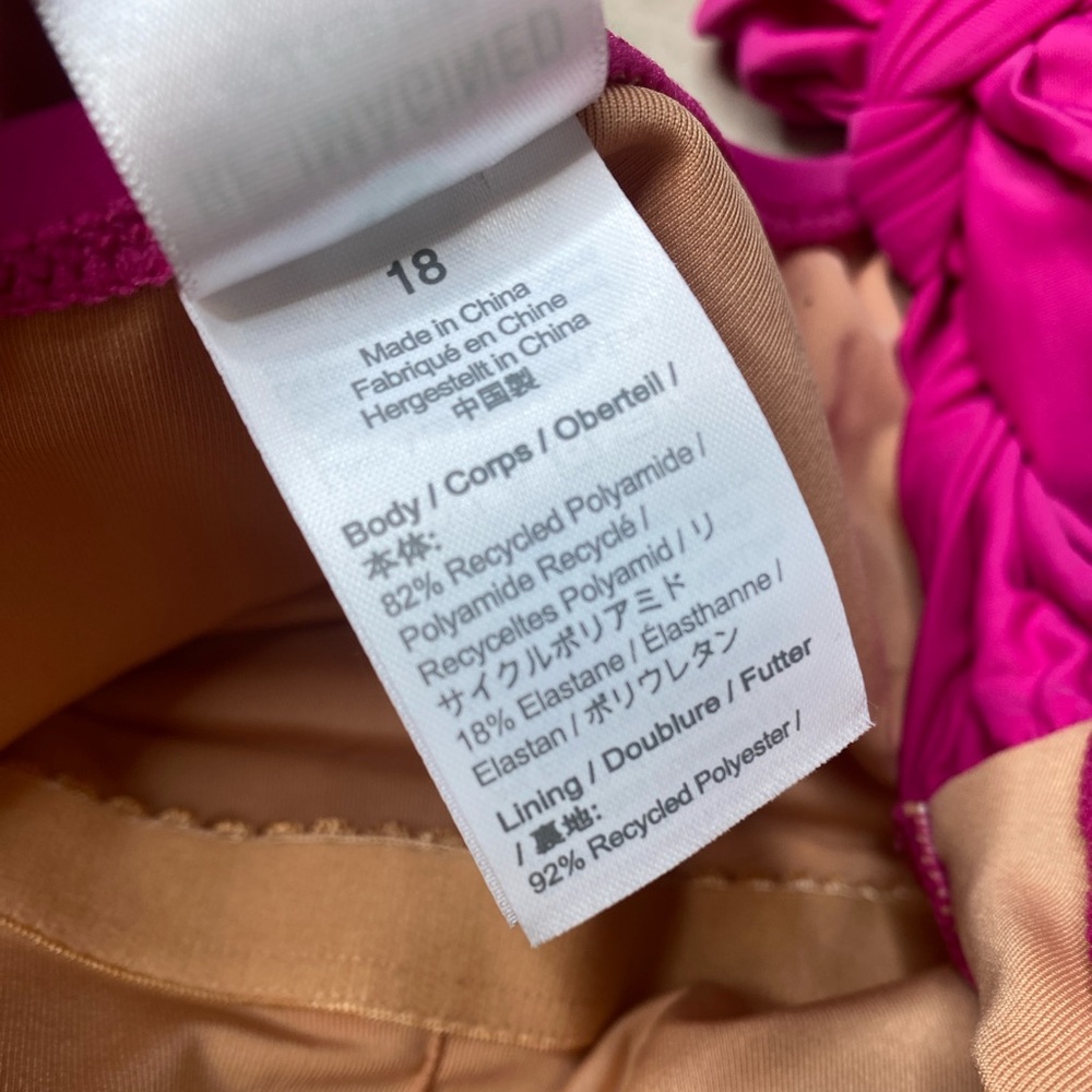 J.Crew Pink Bow Tie One Shoulder One Piece Swimsuit‎ brand new plus size 18 2x - Picture 5 of 7